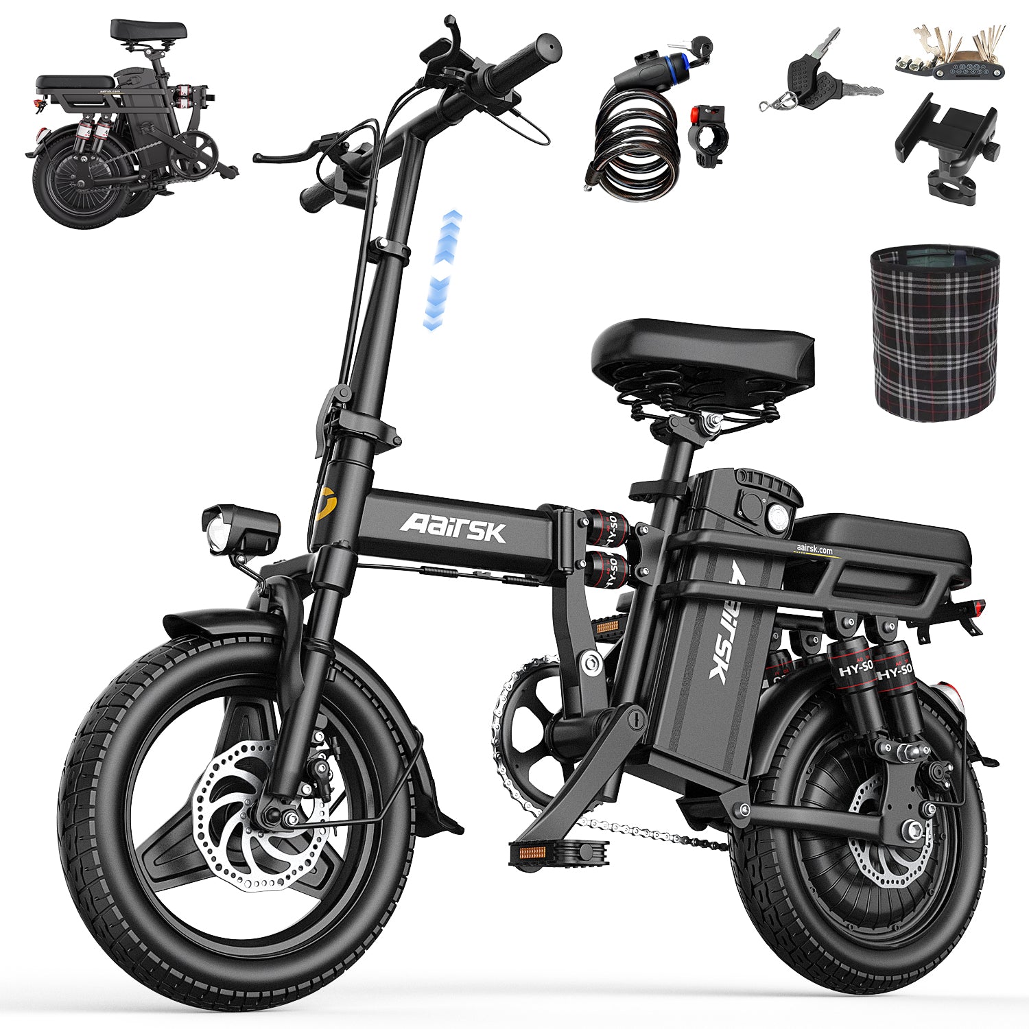 Aairsk RS5 Folding Electric Bike for Adults, 14