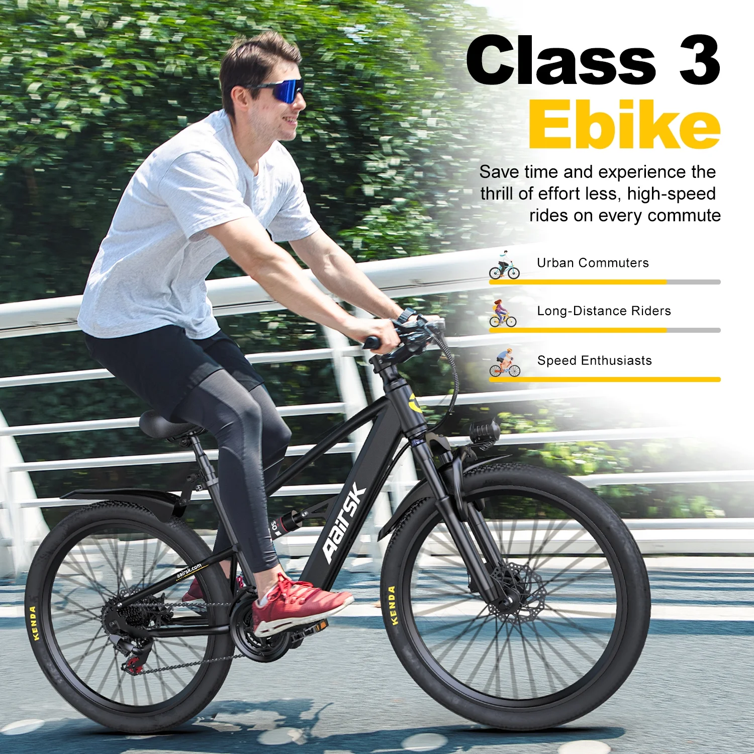 Aairsk F1 Electric Bike, 748W Motor, 36V 13AH Battery, Dual Suspension, 26" Tires – Ideal for City & Trail Rides