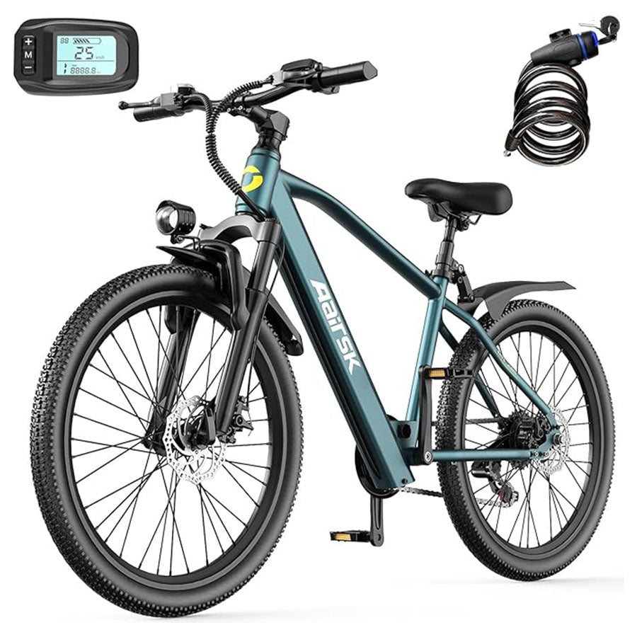 Aairsk GT300  Electric Bike 26", 22mph & 40miles Long Range Mountain E Bike for Adult Teen, 36V 10AH Lithium Battery, 400W Motor, 7-Speed Shimano, Front Suspension