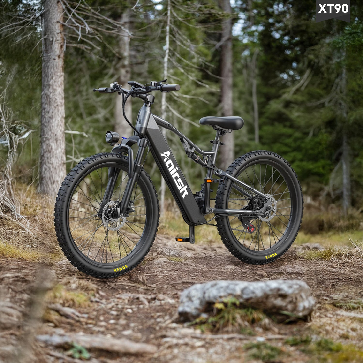 Aairsk XT90 26"Electric Bike with Full Suspension Peek 1500W Motor 28MPH Ebike for Adults