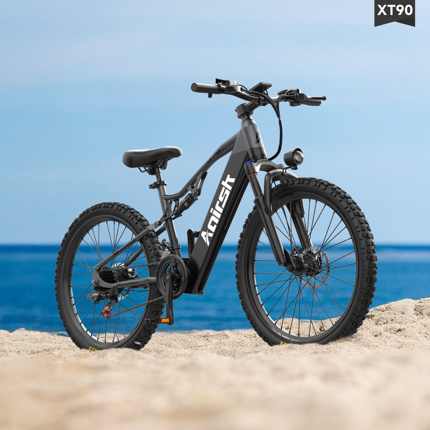 Aairsk XT90 26"Electric Bike with Full Suspension Peek 1500W Motor 28MPH Ebike for Adults