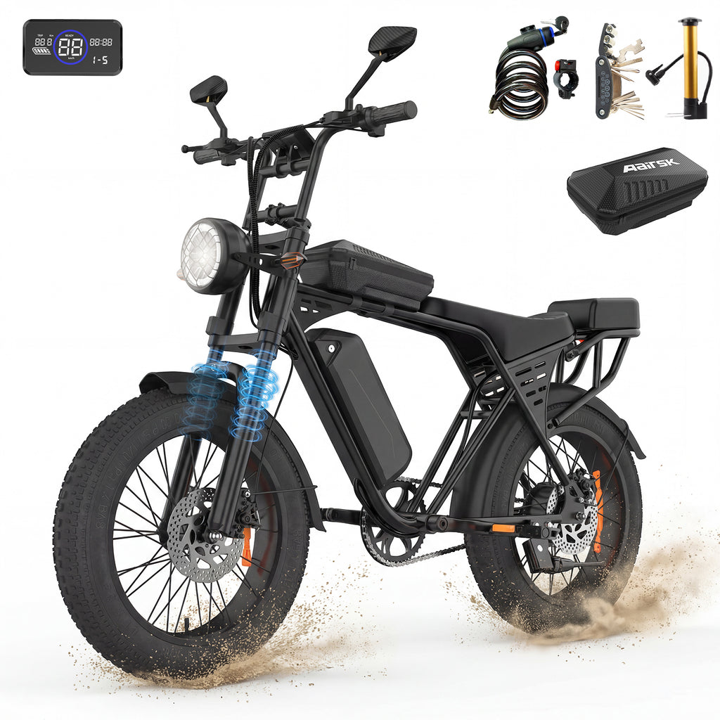 Aairsk X5 20" Electric City EBike for Adults, Fat Tire Ebike, 250W High Speed Brushless  Motor, Removable 48V 15Ah Battery, LCD Display with Card Access, Complimentary accessories