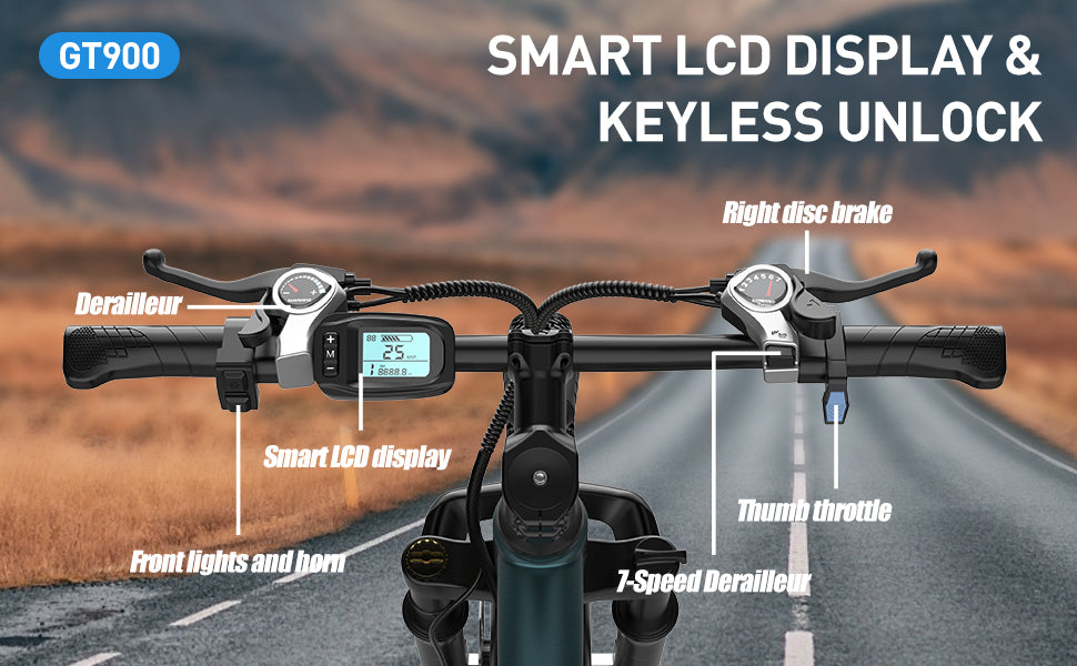 Aairsk GT900 26" Electric Bike 748W(Peak) Motor, 36V 13AH Battery, Dual Suspension, Ideal for City and Trail Rides