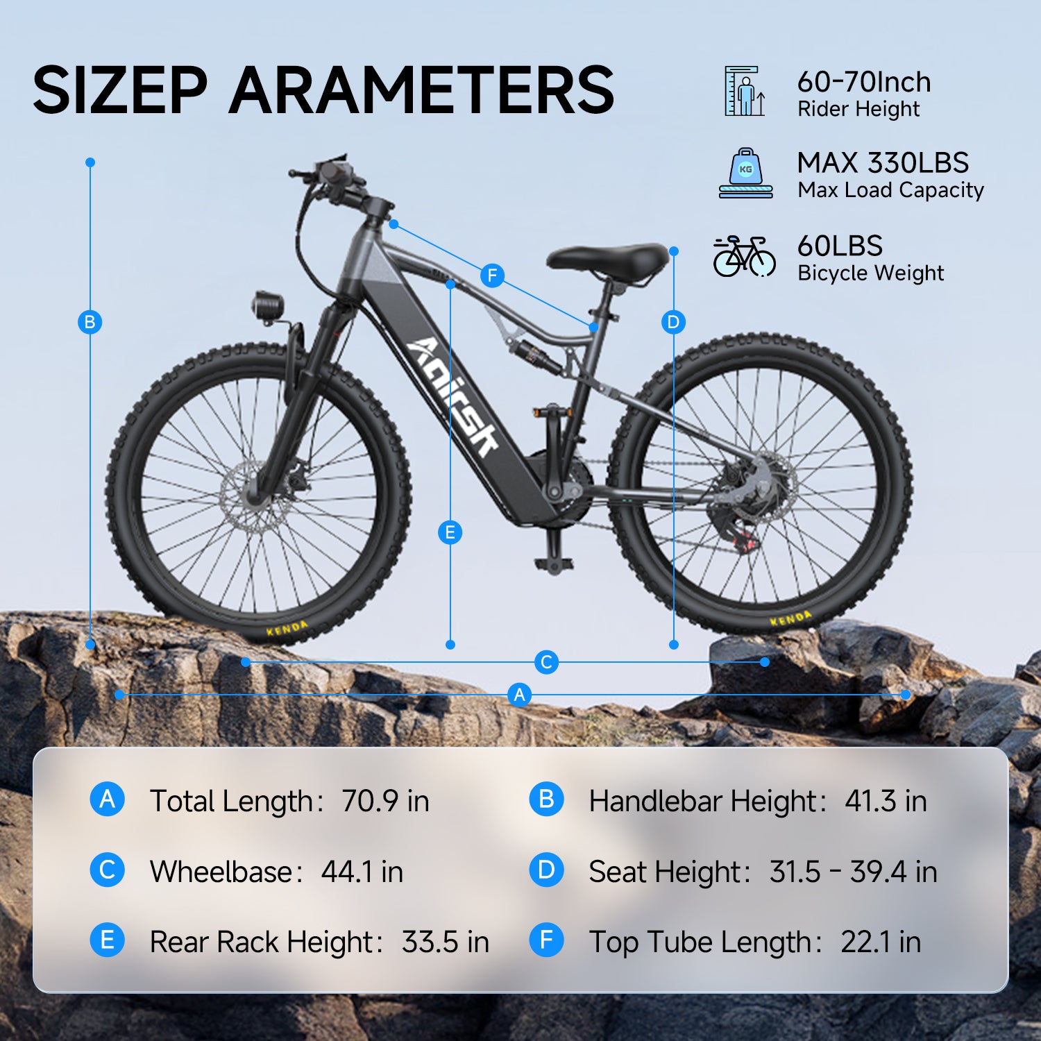 Aairsk XT90 26"Electric Bike with Full Suspension Peek 1500W Motor 28MPH Ebike for Adults
