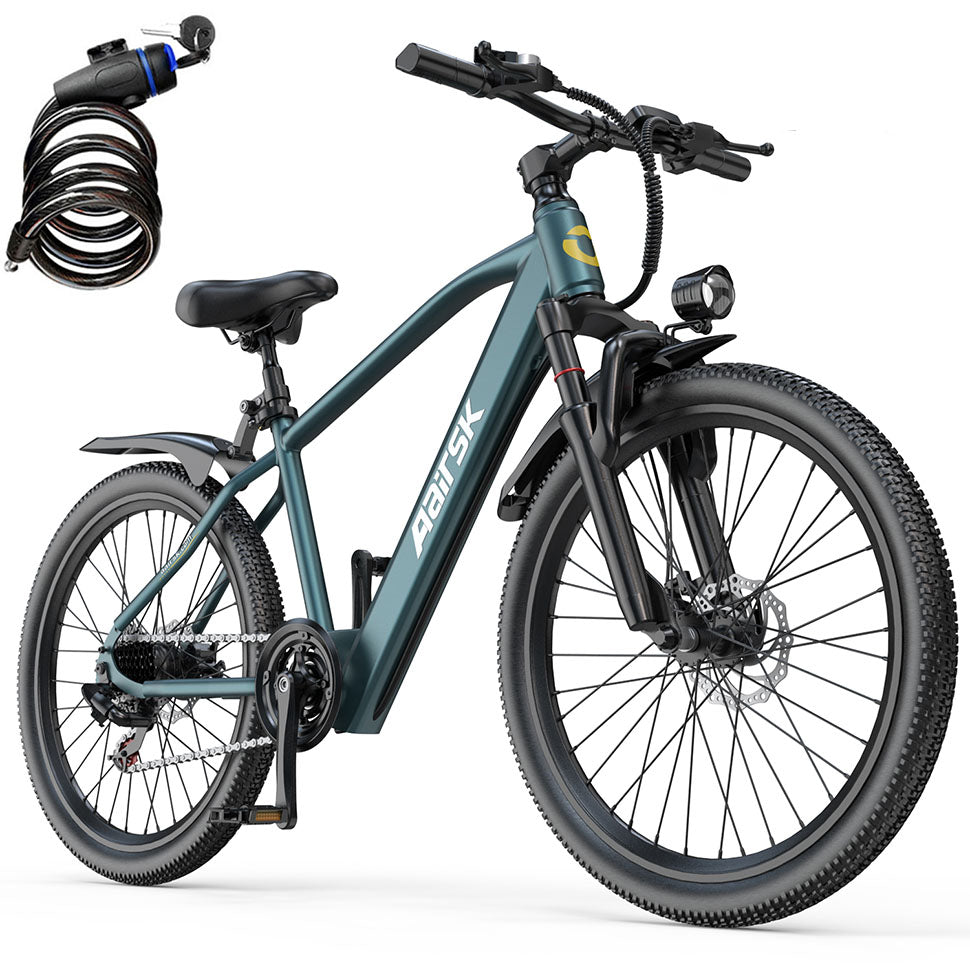Aairsk GT300  Electric Bike 26", 22mph & 40miles Long Range Mountain E Bike for Adult Teen, 36V 10AH Lithium Battery, 400W Motor, 7-Speed Shimano, Front Suspension