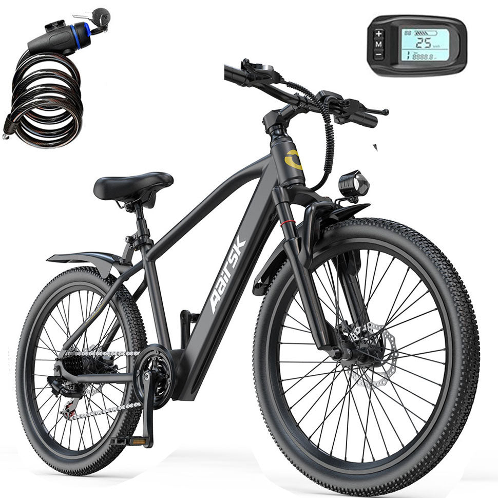 Aairsk GT300  Electric Bike 26", 22mph & 40miles Long Range Mountain E Bike for Adult Teen, 36V 10AH Lithium Battery, 400W Motor, 7-Speed Shimano, Front Suspension