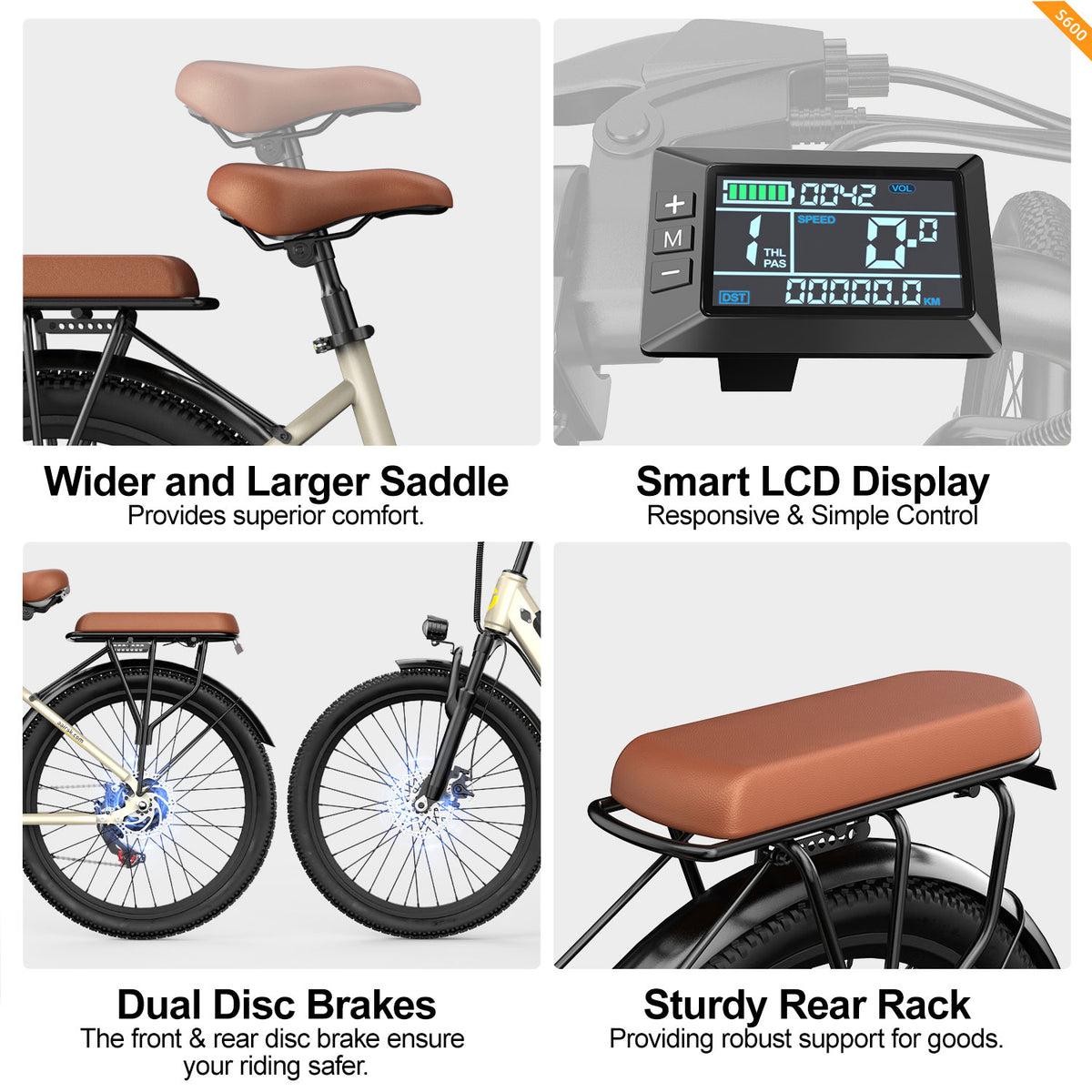 AAIRSK S600 26-Inch Electric Bike with Removable Battery